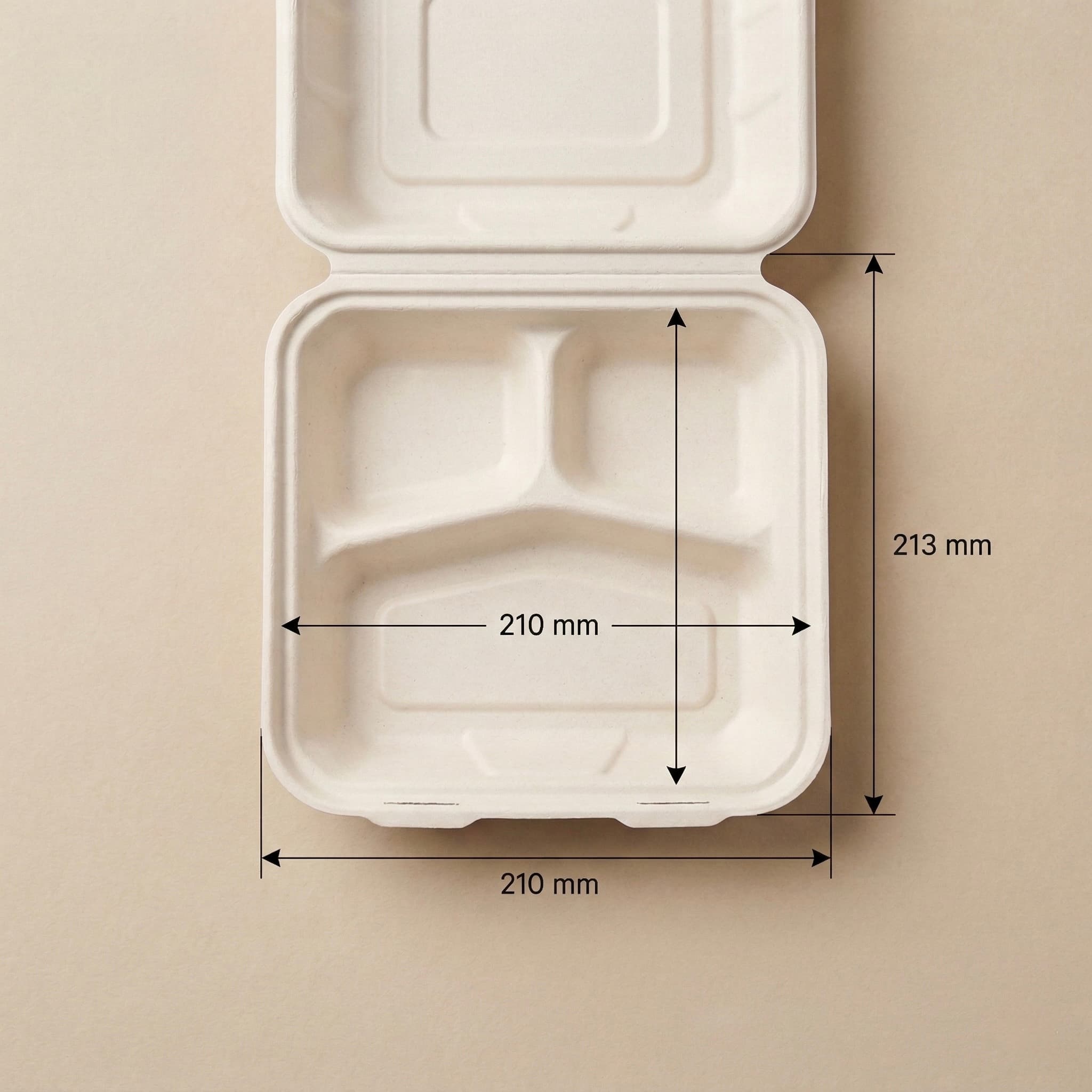 8 x 8 - 3 Compartment Clamshell view 1