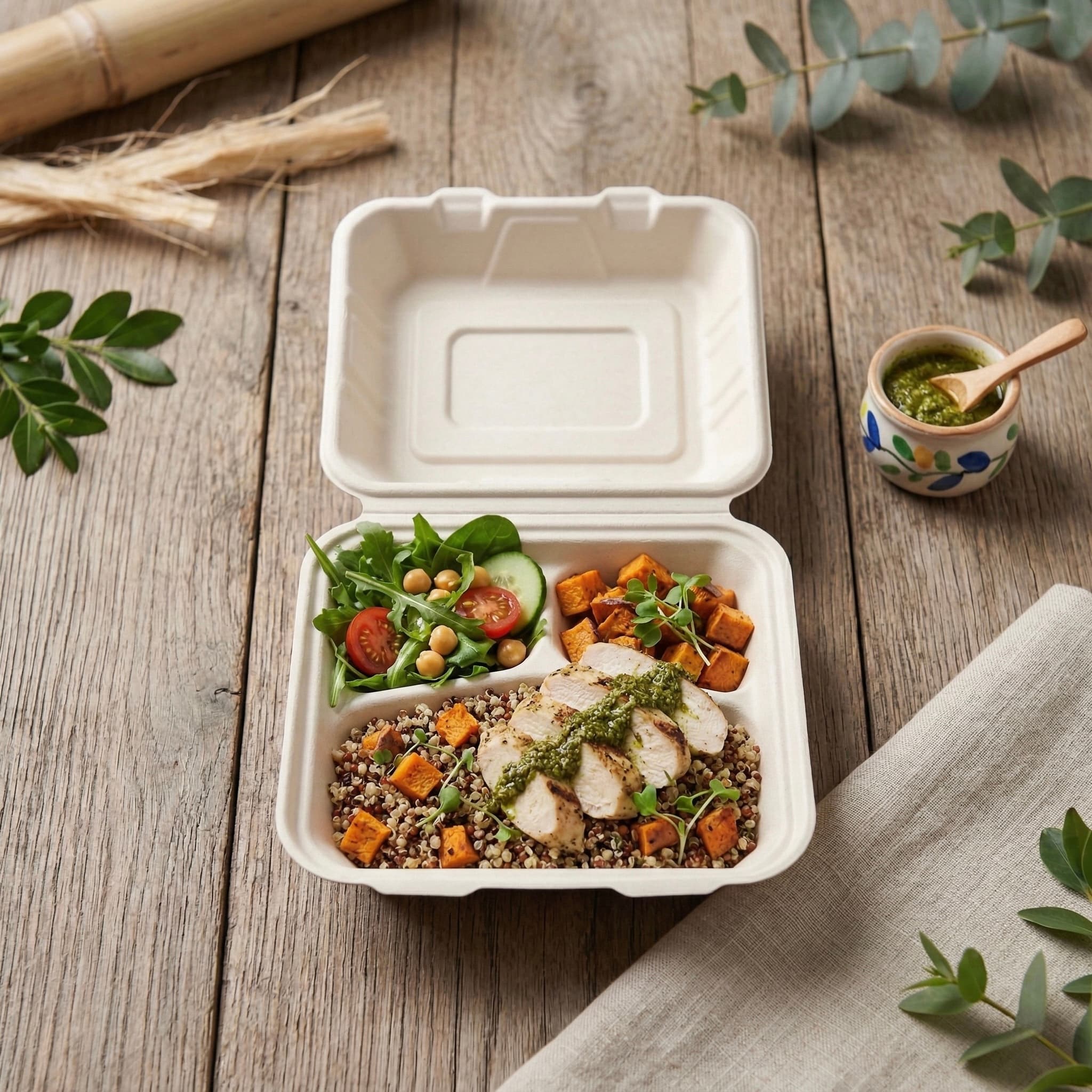 8 x 8 - 3 Compartment Clamshell view 2