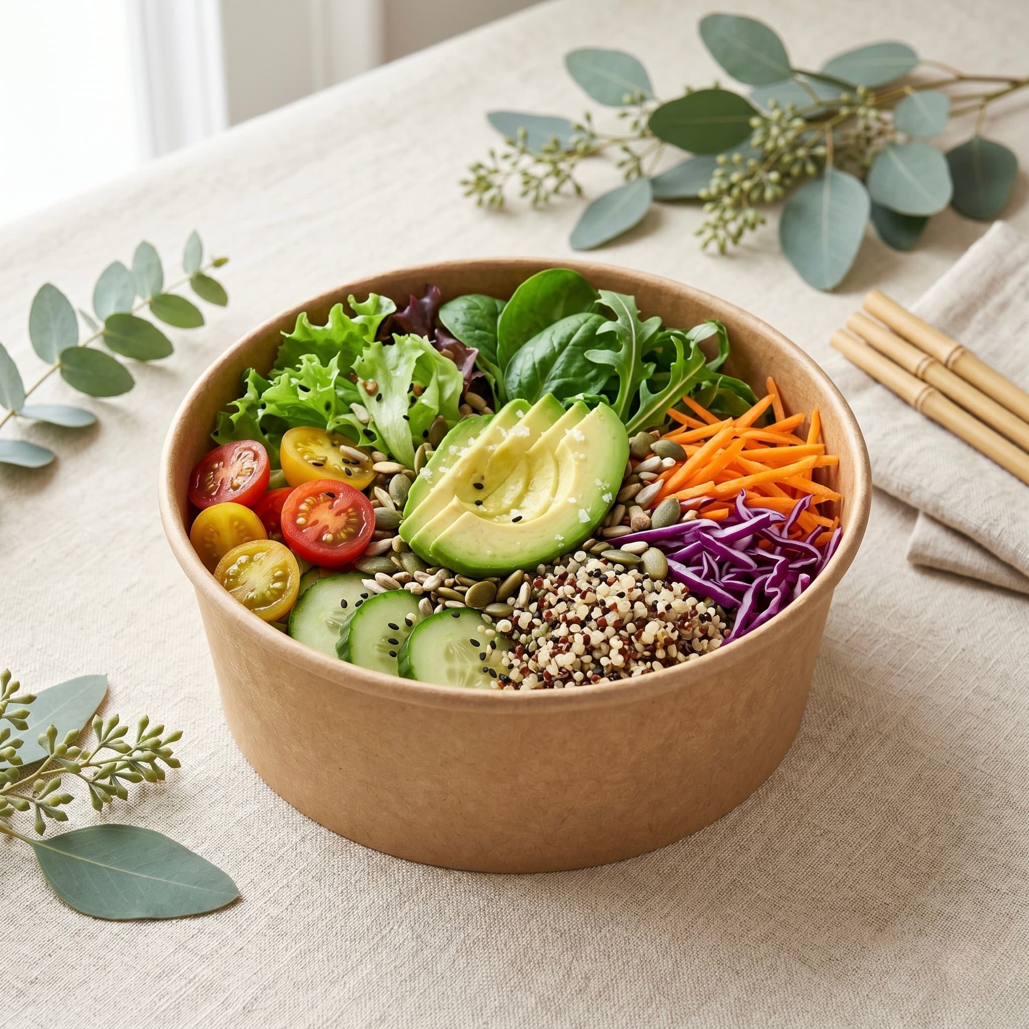 1000 ml Kraft Paper Salad Bowl view 1